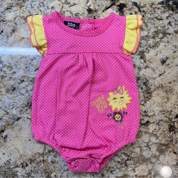 Pink and Yellow Ruffle Sleeve Polka Dot Bodysuit - Picture 8 of 8